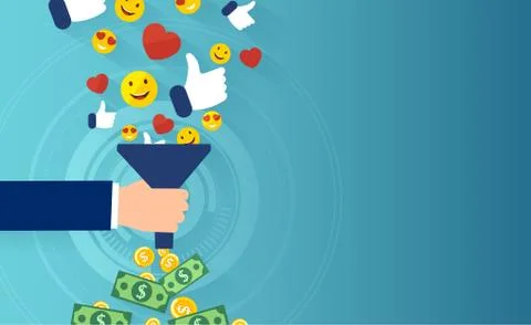 Qualified leads concept. Vector of social media funnel Stock Illustration
