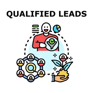 Qualified leads generation and management process vector Stock Illustration