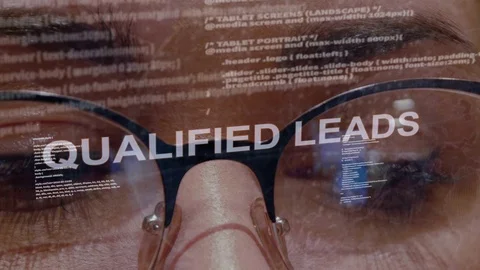 Qualified leads text on female software developer Stock Footage 108042348