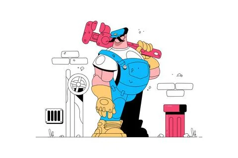 Qualified plumber man Stock Illustration