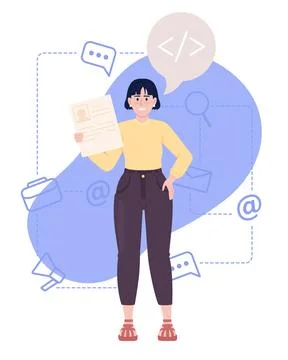 Qualified programmer searching for job 2D vector isolated illustration Stock-Illustration