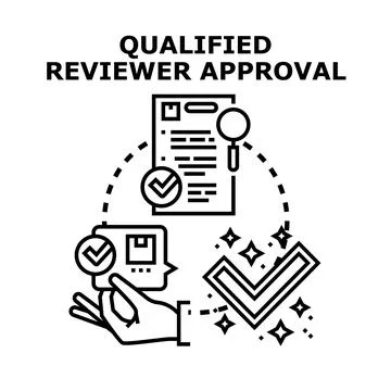 Qualified reviewer approving documentation, quality control process Stockillustratie
