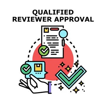 Qualified reviewer approving documentation, quality control process イラスト素材