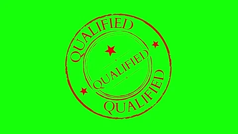 Qualified Stamp Graphic – Red Circular Emblem on Green Background Stock Footage 325480849