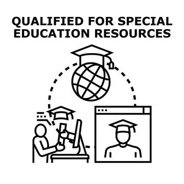 Qualified student accessing special education resources online Stock Illustration
