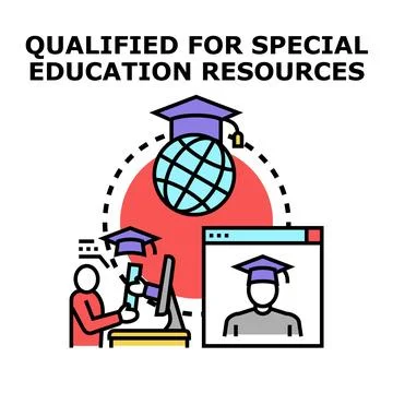 Qualified student accessing special education resources online Stock Illustration