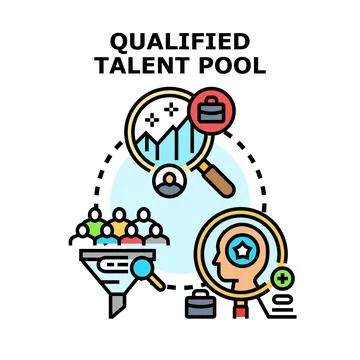 Qualified talent pool finding for company recruitment Stock Illustration