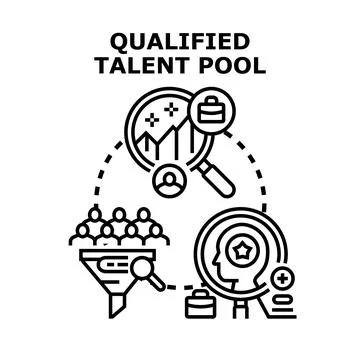 Qualified talent pool finding for company recruitment Stock Illustration