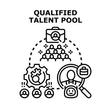 Qualified talent pool finding employees recruitment search Stock Illustration