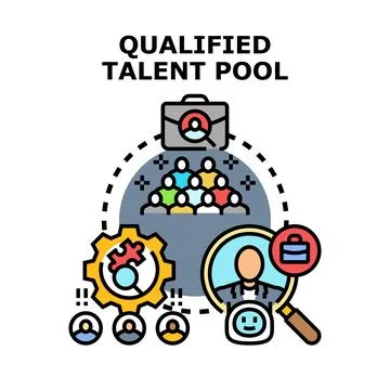 Qualified talent pool finding employees recruitment search Stock Illustration