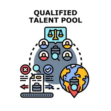Qualified talent pool global hiring process concept Stock Illustration