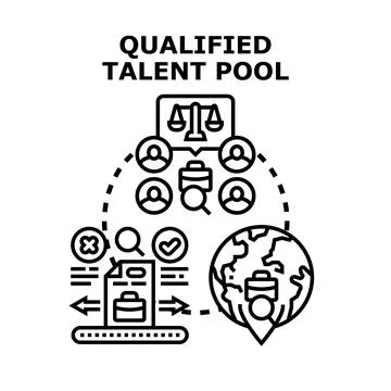 Qualified talent pool global hiring process concept Stock Illustration