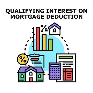 Qualifying interest on mortgage deduction calculating concept Stock Illustration