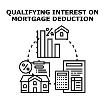 Qualifying interest on mortgage deduction calculating concept Stock Illustration