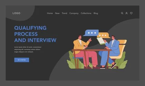Qualifying process and interview. Flat vector illustration イラスト素材