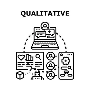 Qualitative research data analysis gathering insights concept Stock Illustration