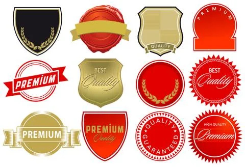 Qualitäts Label Elemente, illustration Illustrazione stock