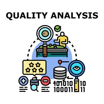 Quality analysis process checking product data information Stock Illustration
