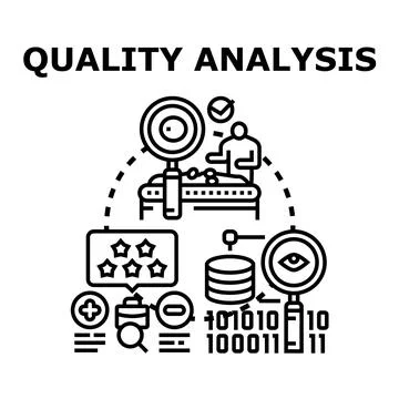 Quality analysis process checking product data information Stock Illustration