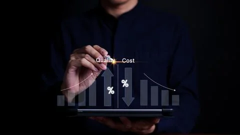 Quality and cost optimization for products or services to improve customer. Stock Photos