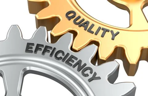 Quality and Efficiency, gears connection. 3D rendering Stock Illustration