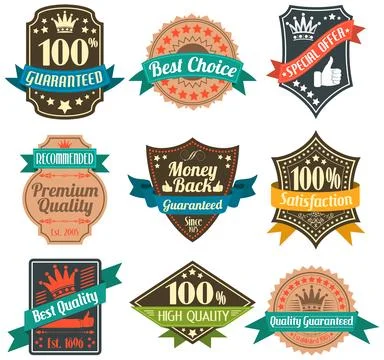 Quality and Guarantee Labels Stock Illustration