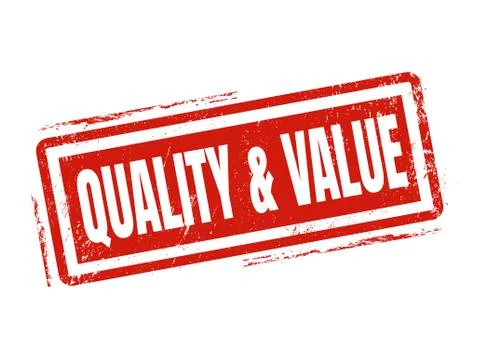 Quality and value red stamp style Illustrazione stock