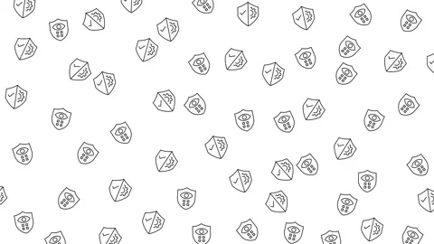 Quality assurance and cyber security icons seamless pattern on white background Stock Footage 346186164