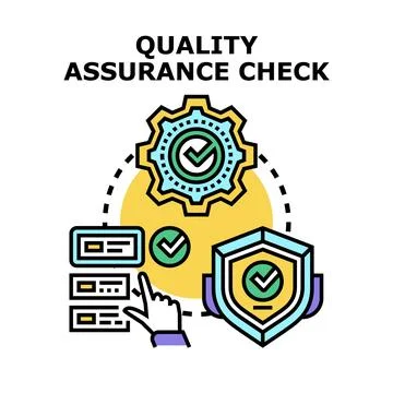 Quality assurance check process guaranteeing reliability Illustrazione stock