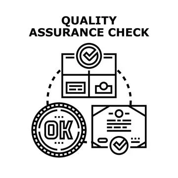 Quality assurance check process guaranteeing product conformity 스톡 일러스트