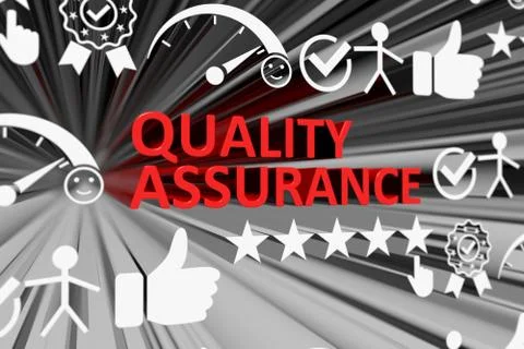 QUALITY ASSURANCE concept blurred background 3d render illustration Stock Illustration