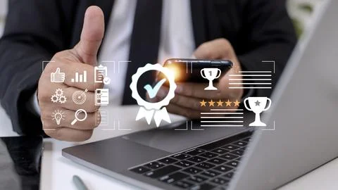 Quality Assurance concept, operating with the quality assurance, guarantee,.. Stock Photos