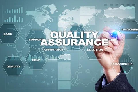 Quality assurance concept on the virtual screen. Business concept Stock-Fotos
