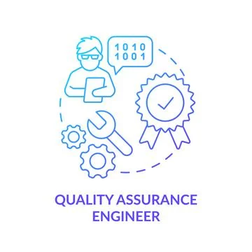 Quality assurance engineer blue gradient concept icon Stock Illustration