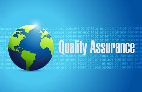 Quality Assurance globe binary sign concept Stock Illustration