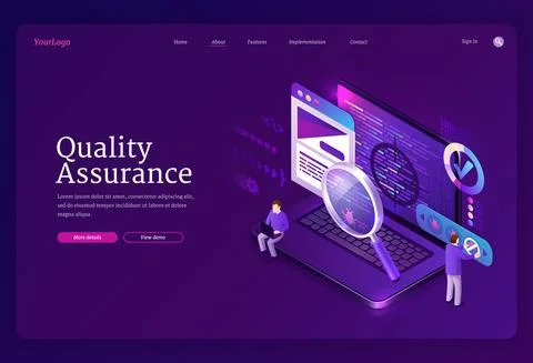 Quality assurance isometric landing, debugging イラスト素材