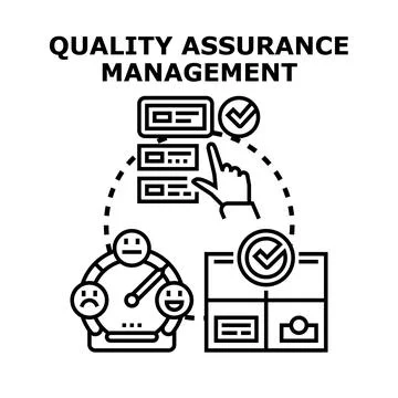 Quality assurance management evaluating product development process Stock Illustration