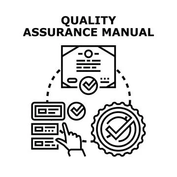 Quality assurance manual document certification compliance process Stock Illustration