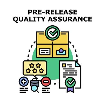 Quality assurance process evaluating new software release Stock Illustration