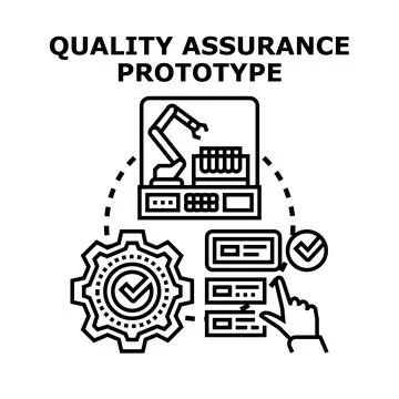Quality assurance prototype development and testing process Stock Illustration