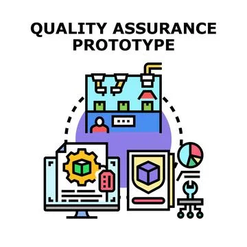 Quality assurance prototype testing and development process Stock Illustration