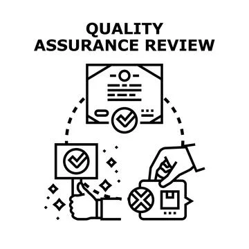 Quality assurance review process certifying product standard Ilustração Stock
