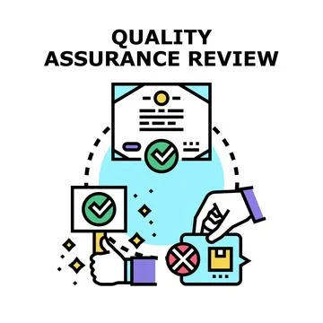 Quality assurance review process certifying product standard Ilustração Stock