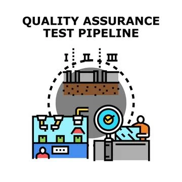 Quality assurance test pipeline process development concept Illustrazione stock
