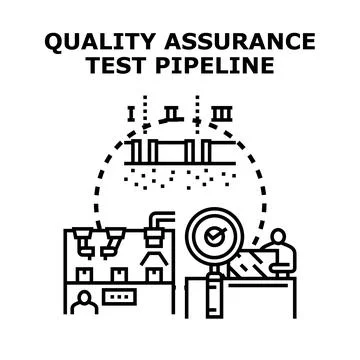 Quality assurance test pipeline process development concept Illustrazione stock