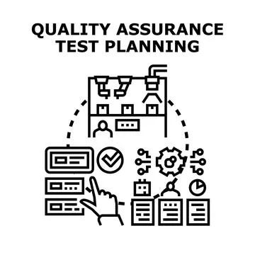 Quality assurance test planning system process concept Illustrazione stock
