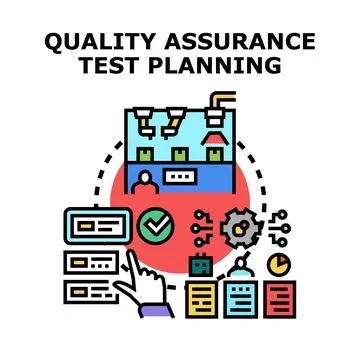 Quality assurance test planning system process concept 库存插图