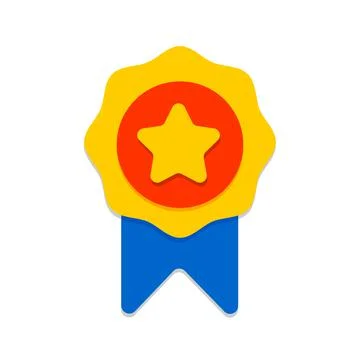 Quality assurance vector medal with star and ribbon, first place. Vector Stock Illustration