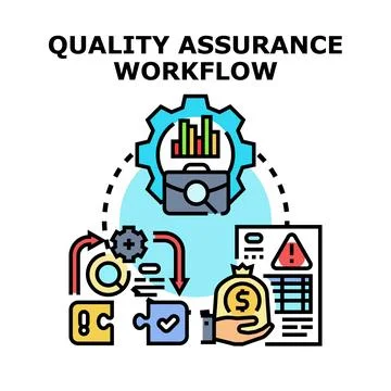 Quality assurance workflow process optimizing business development Illustrazione stock