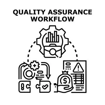 Quality assurance workflow process optimizing business development Illustrazione stock